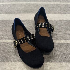 Rothy's Black Flats with Gold Buckle Detail